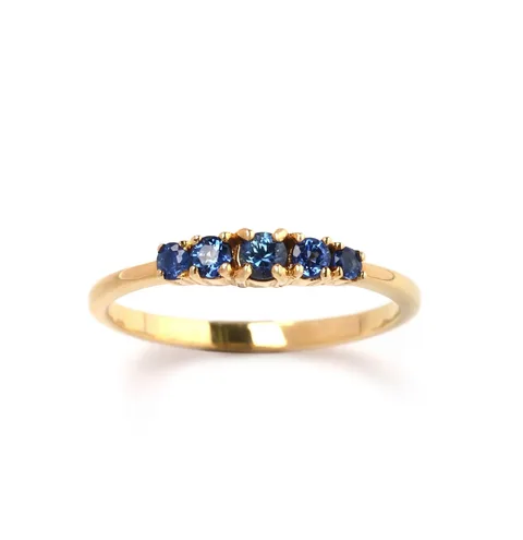 Blue Sapphire Five-Stone Ring, 0.4 ct total, 18K Gold-Plated S925 Silver